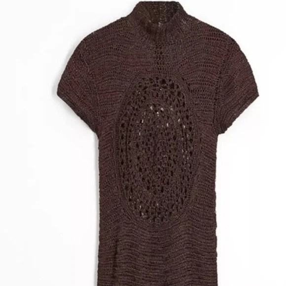 zara brown crochet dress Black Lace Trim Velvet Mini Dress  Elegant Party Outfit